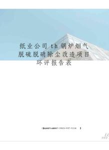 紙業(yè)公司th鍋爐煙氣脫硫脫硝除塵改造項(xiàng)目環(huán)評(píng)報(bào)告表版