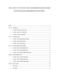 2024-2029年中国车身烘干机行业市场现状供需分析及市场深度研究发展前景及规划战略投资分析研究报告
