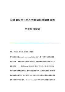 双球囊技术在外伤性颈动脉海绵窦瘘治疗中应用探讨