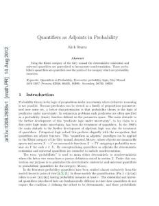 Quantifiers as Adjoint in Probability
