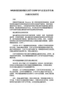 NR2B酪氨酸磷酸化调节CGRP参与反复发作性偏头痛的机制研究