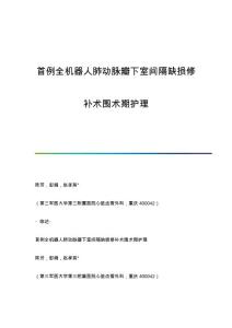 首例全机器人肺动脉瓣下室间隔缺损修补术围术期护理