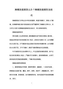 辣椒炭疽病怎么办？辣椒炭疽病防治技巧
