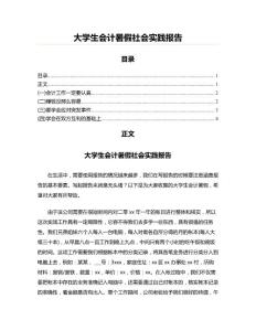 大學生會計暑假社會實踐報告(工作總結 資料)
