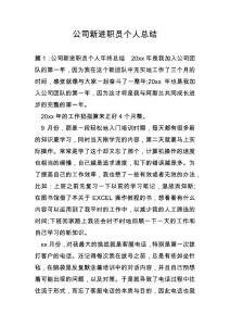 公司新進職員個人總結