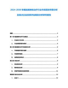 2024-2030年咽后脓肿的治疗行业市场现状供需分析及重点企业投资评估规划分析研究报告