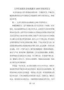 大學生寒假社會實踐報告3000字優秀范文-范文文檔