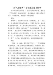 《平凡的世界》小說讀后感600字
