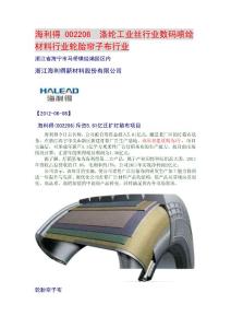海利得 002206  涤纶工业丝行业数码喷绘材料行业轮胎帘子布行业