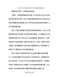 2023年企業(yè)發(fā)展與青年責任演講稿范本