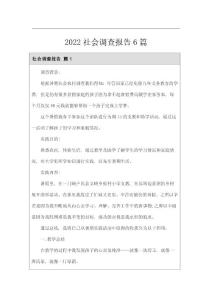 2022社會(huì)調(diào)查報(bào)告6篇【匯編】