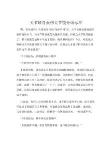 关节软骨损伤关节镜分级标准