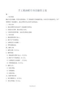 手工精油蠟片項目融資方案