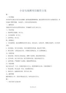 小家電地攤項目融資方案