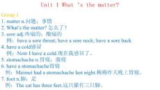 Unit 1 What&acute;s the matter? 單詞記憶與測試
