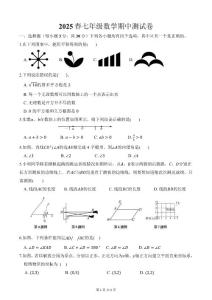 最新人教版2025春七年级数学期中测试卷（含答案）