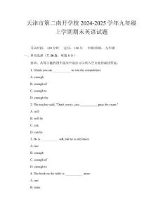 天津市第二南開學(xué)校2024-2025學(xué)年九年級上學(xué)期期末英語試題