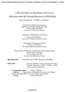 A Decision Rule for Quantitative Trait Locus Detection under the Extended Bayesian LASSO Model