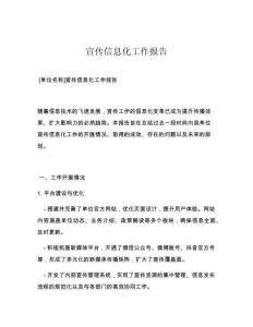 宣传信息化工作报告