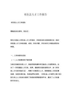 祁东县人才工作报告