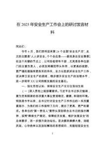在2025年安全生产工作会上的研讨发言材料