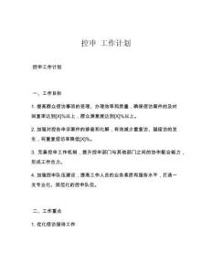 控申 工作计划