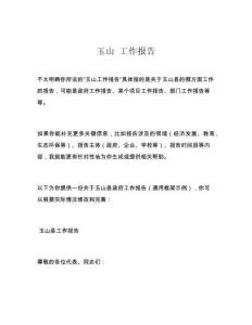 玉山 工作报告