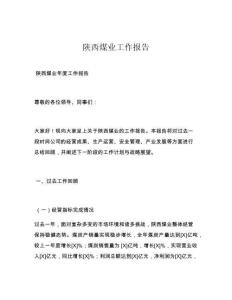陕西煤业工作报告
