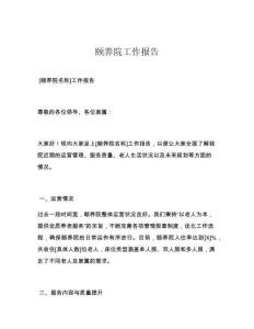 颐养院工作报告