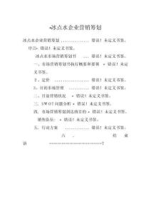 2025年冰点水公司营销策划