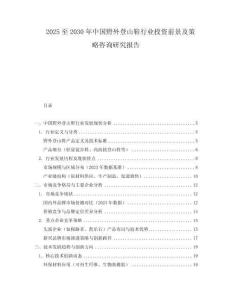 2025至2030年中国野外登山鞋行业投资前景及策略咨询研究报告