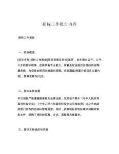 招标工作报告内容