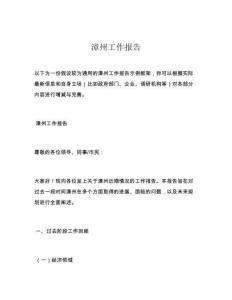 漳州工作報告