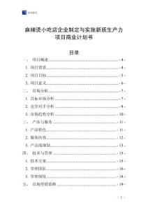 麻辣烫小吃店企业制定与实施新质生产力项目商业计划书