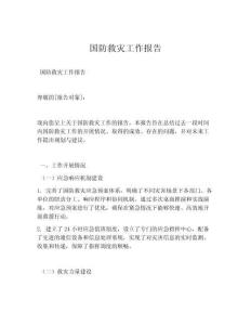 国防救灾工作报告