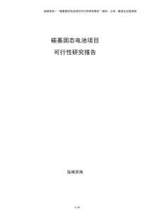 碳基固态电池项目可行性研究报告