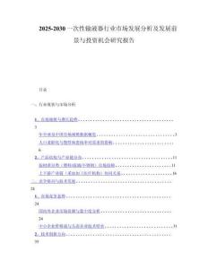 2025-2030一次性输液器行业市场发展分析及发展前景与投资机会研究报告