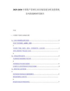 2025-2030中国资产管理行业市场发展分析及投资机会风险战略研究报告