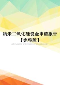 纳米二氧化硅资金申请报告【完整版】