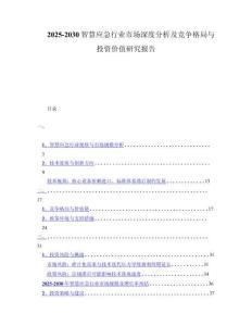 2025-2030智慧应急行业市场深度分析及竞争格局与投资价值研究报告