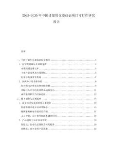 2025-2030年中国计量用仪器仪表项目可行性研究报告