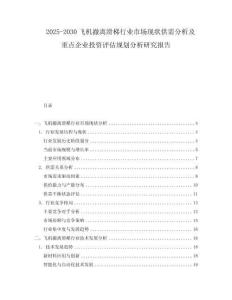 2025-2030飞机撤离滑梯行业市场现状供需分析及重点企业投资评估规划分析研究报告