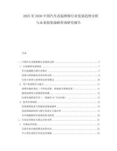 2025至2030中国汽车改装维修行业发展趋势分析与未来投资战略咨询研究报告