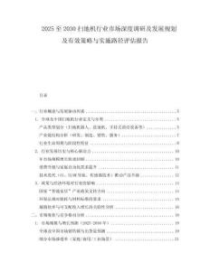 2025至2030扫地机行业市场深度调研及发展规划及有效策略与实施路径评估报告