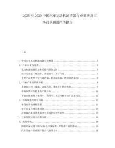 2025至2030中国汽车发动机滤清器行业调研及市场前景预测评估报告