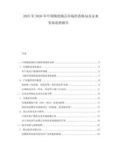 2025至2030年中国陶瓷阀芯市场供需格局及未来发展趋势报告