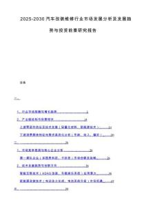 2025-2030汽车改装维修行业市场发展分析及发展趋势与投资前景研究报告