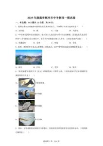 2025屆湖南省郴州市中考（一模）物理試題（含答案）