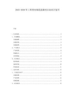 2025-2030年工程型內墻乳膠漆項目商業計劃書