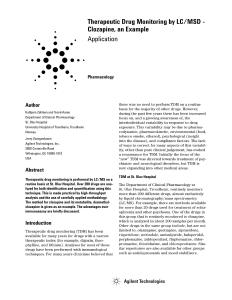 Agilent安捷倫Therapeutic Drug Monitoring by LC&MSD - Clozapine an Example說明書